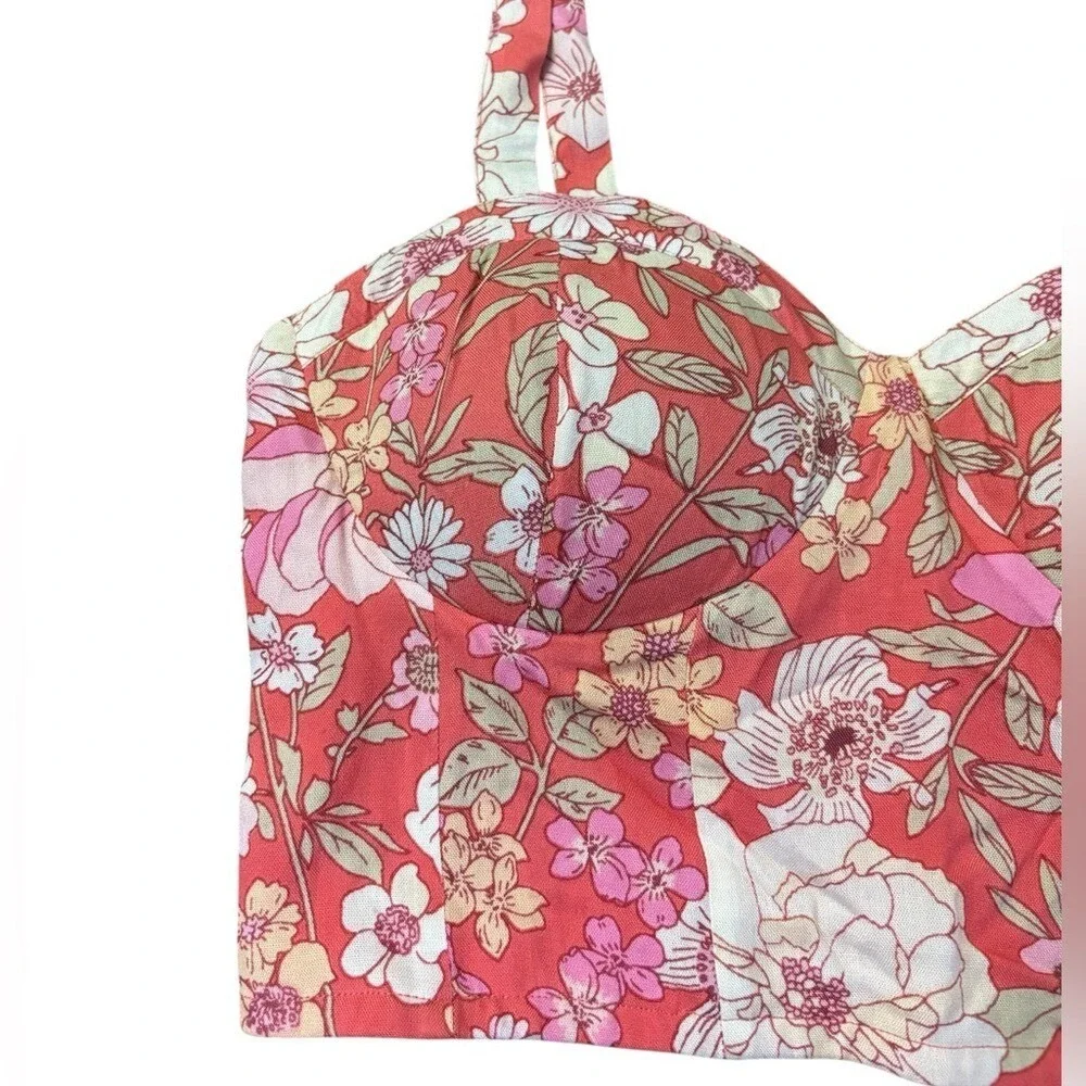 BOG Collective Band of Gypsies Crop Top Bustier Corset Bra Floral Top Medium NWT - Picture 4 of 9